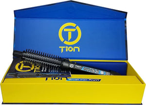 Tion Heat Brush Styling Iron 1" Gift Set by Tion Includes Wet to Dry Detangling Brush and 3 Silicone Hair Clips - Professional Hair Curler Ceramic Hot Comb Brush Iron Get Salon Styles at Home