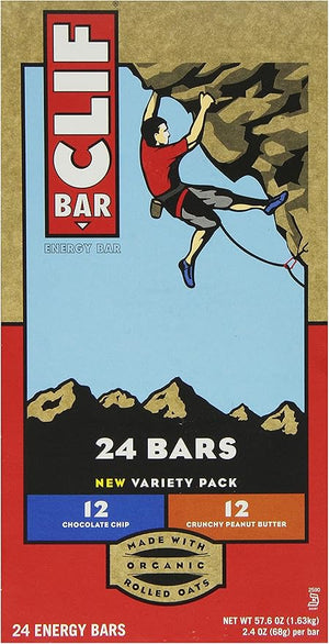 Clif Bar Variety Pack Chocolate Chip Crunchy Peanut Butter 2.4 oz. Nutrition Bars 24 Count
