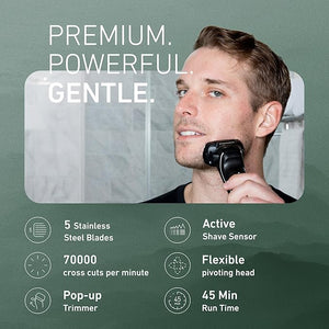 Panasonic ARC5 Electric Razor for Men with Pop-Up Trimmer Wet/Dry 5-Blade Electric Shaver with Intelligent Shave Sensor and Multi-Flex Pivoting Head ? ES-LV65-S (Silver)