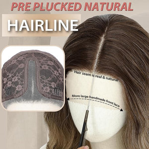 Wig 18 Inch Medium Length Wigs for Women Middle Part Synthetic Hair Wavy Wig with Upgraded Elastic StrapsNatural Hair Wigs for Daily Party/Halloween Use 18InchOmbre Blonde Lace Hairline