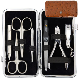 3 Swords Germany - brand quality 7 piece manicure pedicure grooming kit set for professional finger &amp toe nail care scissors clipper fashion leather case in gift box Made by 3 Swords Germany (630