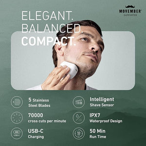 Panasonic ARC5 Palm-Sized Foil Shaver for Men Powerful Travel Electric Razor USB-C Charge Wet/Dry Easy Clean Luxury Japanese 5-Blade Smooth &amp Precise Cut w/Smart Sensor (Natural Sea Stone)
