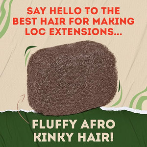 Locsanity Afro Kinky 100% Bulk Natural Human Hair - Braiding Hair for Dreadlocks Loc Repair Dreadlock Extensions Twists Braids - 8 Inches Long 1 Oz