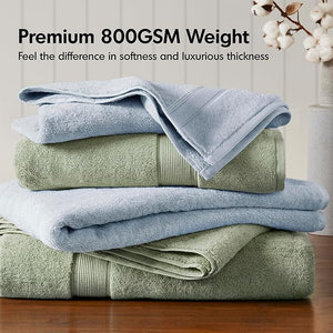 Madison Park 800GSM Bathroom Towel Set of 8 100% Cotton Bath Towel Set for Bathroom Luxurious Highly Absorbent 2 Bath Towels 2 Hand Towels 4 Washcloths Quick Dry Spa Quality Light Blue
