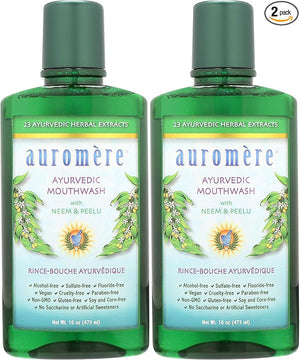 Auromere Ayurvedic Mouthwash - Vegan Fluoride Free Alcohol Free Natural Non GMO (16 fl oz) 2 Pack
