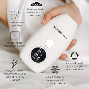 MILA IPL At Home Laser Hair Removal Device for Women and Men Permanent Hair Removal 999999 Flashes Ice Cooling Function Use on Armpits Back Legs Arms Face Bikini Line