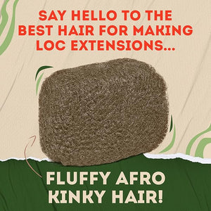 Locsanity Afro Kinky 100% Bulk Natural Human Hair - Braiding Hair for Dreadlocks Loc Repair Dreadlock Extensions Twists Braids - 8 Inches Long 1 Oz #6