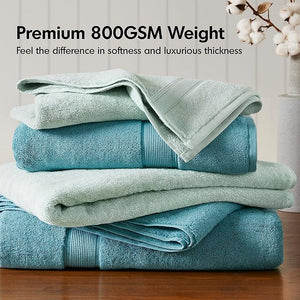 Madison Park 800GSM Bathroom Towel Set of 8 100% Cotton Bath Towel Set for Bathroom Luxurious Highly Absorbent 2 Bath Towels 2 Hand Towels 4 Washcloths Quick Dry Spa Quality Aqua