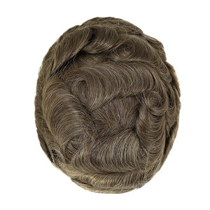Toupee for Men Human Hair Mens Human Hair Pieces Fine Mono Hair Systems Dark Blonde Hair Unit #18