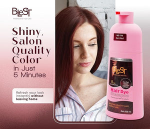 Hair Dye 2-in-1 Shampoo Color for Quick Gray Coverage ? Semi Permanent Hair Color for Men and Women ? 500ml (Dark Red)