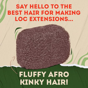 Locsanity Afro Kinky 100% Bulk Natural Human Hair - Braiding Hair for Dreadlocks Loc Repair Dreadlock Extensions Twists Braids - 16 Inches Long 1 Oz