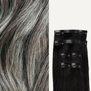 Luxy 100% Remy Human Hair Extensions for Thin Hair Thinning Hair Fill-Ins ? 6 Seamless Wefts Multi-Dimensional Color Blend - Natural-Looking Volume &amp Coverage 50 grams 12 Light Gray Thinning