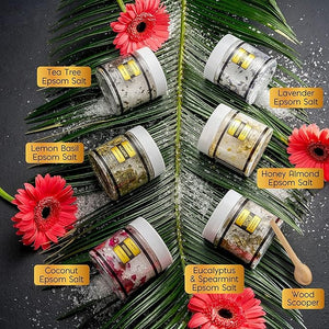 Christmas Gifts for Women Who Have Everything Epsom Bath Salts Gift Basket Set Relaxing Self Care Salt W/Essential Oil Gifts for Mom Lavender Eucalyptus Lemon Coconut Tea Tree Honey Almond