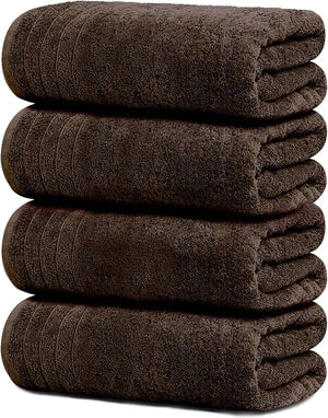 Tens Towels Pack of 4 Extra Large Bath Towels 30 x 60 Inches 100% Cotton Larger &amp Lighter Weight Quicker to Dry Super Soft and Absorbent Perfect for Bathroom Brown