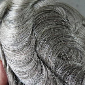 Toupee for Men Human Hairpieces Mens Hair Systems Medium Density Fine Mono Grey Hair Bond Unit #1B65