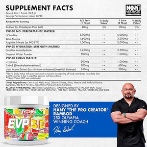 Evogen EVP 3D - Stim Free Pre Workout Powder for Men &amp Women | Sugar Free Non Stim Preworkout with Beta Alanine and Creatine for Energy &amp Pump | Citrus Candy | 40 Servings