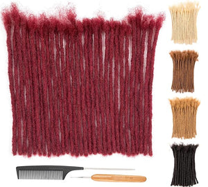 DAIXI 0.6cm &amp 0.8cm Thickness #Bug Color 4 Inch 30 Strands 100% Real Human Hair Dreadlock Extensions for Man/Women Handmade Permanent loc Extensions Bundles Can Be Dyed Bleached Curled and Twisted