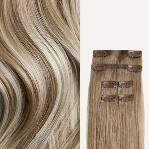 Luxy 100% Remy Human Hair Extensions for Thin Hair Thinning Hair Fill-Ins ? 6 Seamless Wefts Multi-Dimensional Color Blend - Natural-Looking Volume &amp Coverage 80 grams 16 Natural Blonde Balayage