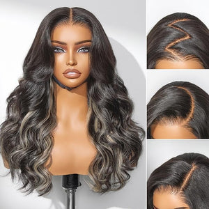 LUVME HAIR 7x6 HD Lace All-Day Comfort Wig 200% Density Hair PartingMax Lace Wigs Mix Blonde Highlight Color Loose Body Wave Lace Front Wigs Human Hair Pre Cut Plucked Lace Frontal Glueless 18 Inches
