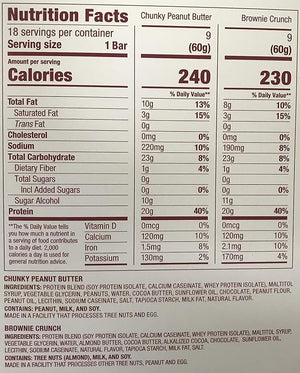 Bulk Buy think! High Protein Bars 18 Bar Variety Pack - 9 Chunky Peanut Butter 9 Brownie Crunch (2.1 Oz Bars)