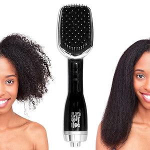 Le Angelique Brush N Blo - One Step Hair Straightening Comb &amp Brush for Easy &amp Quick Curly Hair Styling | 1000W Hot/Cold Air Straightener | No-Frizz Tourmaline Tech Detangles &amp Boost Shine