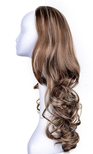 OneDor 23 Curly Hair Women Ladies 3/4 Half Wig Premium Japanese Synthetic fibers Wigs with Secured Mesh Head Cap (R1224B)