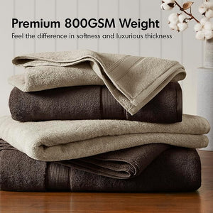 Madison Park 800GSM Bathroom Towel Set of 8 100% Cotton Bath Towel Set for Bathroom Luxurious Highly Absorbent 2 Bath Towels 2 Hand Towels 4 Washcloths Quick Dry Spa Quality Brown