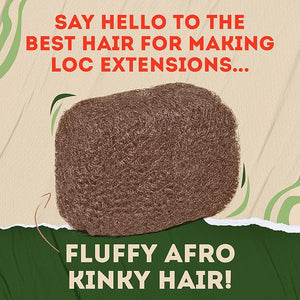 Locsanity Afro Kinky 100% Bulk Natural Human Hair - Braiding Hair for Dreadlocks Loc Repair Dreadlock Extensions Twists Braids - 16 Inches Long 1 Oz