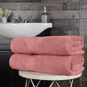 Superior Long Staple 100% Combed Cotton 700GSM 2-Piece Solid Bath Sheet Set for Bathroom Shower Kitchen-Super Soft Plush Highly Absorbent Assorted 2-Piece Bath Seets Blush