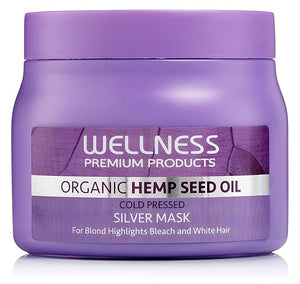 Wellness Premium Products Silver Conditioning Treatment Mask for Blonde &amp Grey Hair Tones Unwanted Brassiness &amp Yellow Undertones - 500ML