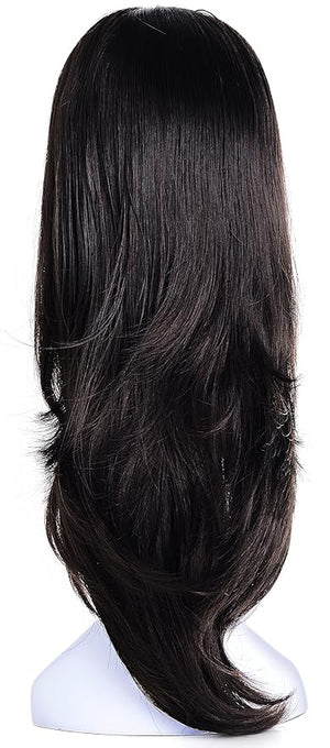 Onedor 22 Semi Curly Hair Women Ladies 3/4 Half Wig Premium Japanese Synthetic fibers Wigs with Secured Mesh Head Cap (R4)