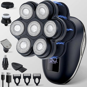 2025 New Upgrade Magnetic Head Shavers for Bald Men, Electric Razor for Men, Mens Shaving with Nose Hair Sideburns Trimmer, LED,Travle Lock