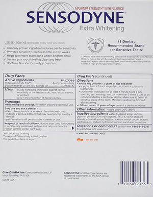 Sensodyne Extra Whitening Fluoride Toothpaste for Sensitive Teeth 4 ct 26 Oz