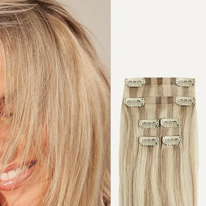 Luxy 100% Remy Human Hair Extensions for Thin Hair Thinning Hair Fill-Ins ? 6 Seamless Wefts Multi-Dimensional Color Blend - Natural-Looking Volume &amp Coverage 50 grams 12 Beige Blonde Balayage