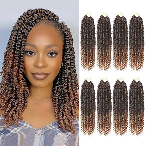 Bileaf Passion Twist Hair 10 Inch Crochet Hair Pre Lopped Crochet Boho Passion Twist Crochet Hair 8 Packs Bohemian Short Crochet Twist Braiding Hair Passion Twists Ombre Color 4-30