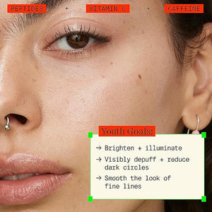 Youth To The People Peptides + Vitamin C Eye Concentrate - Vitamin C Eye Serum with Caffeine + Antioxidants Visibly Brightens Dark Circles Reduce Undereye Puffiness Blurs Fine Lines - 0.5 fl oz