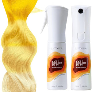 Just Color Hair Dye Spray | Semi-Permanent | Adjustable Tone | Sets in 10 Minutes | Stain-Free | Lasts 8-12 Washes | Yuzu Yellow Hair Dye Spray | Ammonia &amp PPD Free | Pack of 2