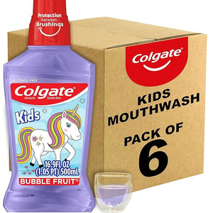 Colgate Unicorn Kids Fluoride Anticavity Mouthwash Alcohol Free Bubble Fruit 16.9 Fluid Ounces (6 Pack)