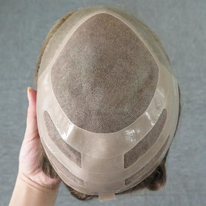 Toupee for Men Human Hair Mens Human Hair Pieces Fine Mono Hair Systems Dark Blonde Hair Unit #18