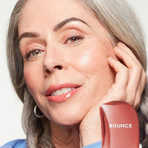 Saie Glossybounce - Hydrating Lip Gloss and Tinted Lip Oil Hybrid with Hyaluronic Acid &amp; Jojoba Oil for Non-Sticky, Ultra-Shiny, Plump &amp; Soft Lips - Everyday Makeup Essential - Bounce (.17 oz)