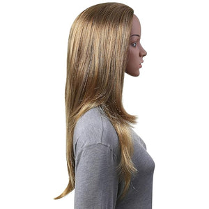 Onedor 23" Curly Hair Women Ladies 3/4 Half Wig Premium Japanese Synthetic fibers Wigs with Secured Mesh Head Cap (Slightly Curl, 1416T)