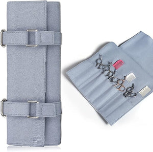 Salon Scissors Bag Roll Up, 14 Pockets PU Stylist Grooming Scissors Holder Barber Hair Scissor Shears Cases for Hairdressers (HJ-ZP012-Blue)