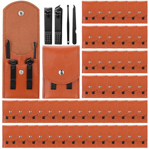 Geosar 50 Set Travel Manicure Kit Bulk Professional Nail Clippers Pedicure Nail Care Tools Grooming Stainless Steel Set with Portable Travel Case Gift for Christmas Men Women(Brown)