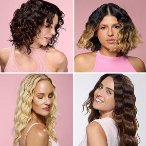 L'ANGE HAIR SculptWaver Titanium Deep Wave Crimper | Modern Crimper for Easy Uniform Waves &amp Sculpted Texture | Negative Ion Technology for Frizz-Free Shine &amp Smooth Hair (Blush - Large)