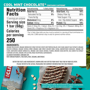 CLIF BARS - Energy Bars - Cool Mint Chocolate - With Caffeine - Made with Organic Oats - Plant Based Food - Vegetarian - Kosher (2.4 Ounce Protein Bars 12 Count) Packaging May Vary
