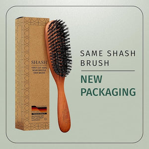 SHASH Classic German First Cut 100% Boar Bristle Hair Brush Since 1869 - Conditions Hair Improves Texture Exfoliates Scalp Fine to Normal not for Coarse hair!
