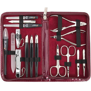 3 Swords Germany - brand quality 16 piece manicure pedicure grooming kit set for professional finger &amp toe nail care scissors clipper synthetic leather case in gift box Made in Germany