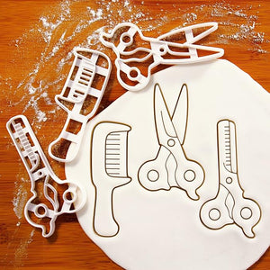 Set of 3 Hairdressing themed Cookie Cutters (Cutting Scissors Thinning Scissors Hair Comb) 3 pieces - Bakerlogy