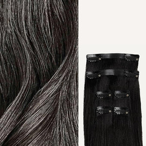 Luxy 100% Remy Human Hair Extensions for Thin Hair Thinning Hair Fill-Ins ? 6 Seamless Wefts Multi-Dimensional Color Blend - Natural-Looking Volume &amp Coverage 95 grams 20 Dark Gray Thinning