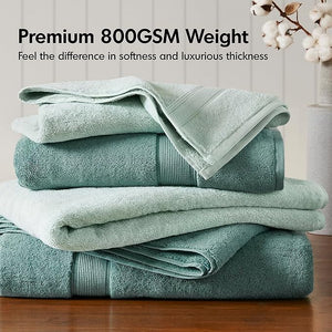 Madison Park 800GSM Bathroom Towel Set of 8 100% Cotton Bath Towel Set for Bathroom Luxurious Highly Absorbent 2 Bath Towels 2 Hand Towels 4 Washcloths Quick Dry Spa Quality Dusty Green
